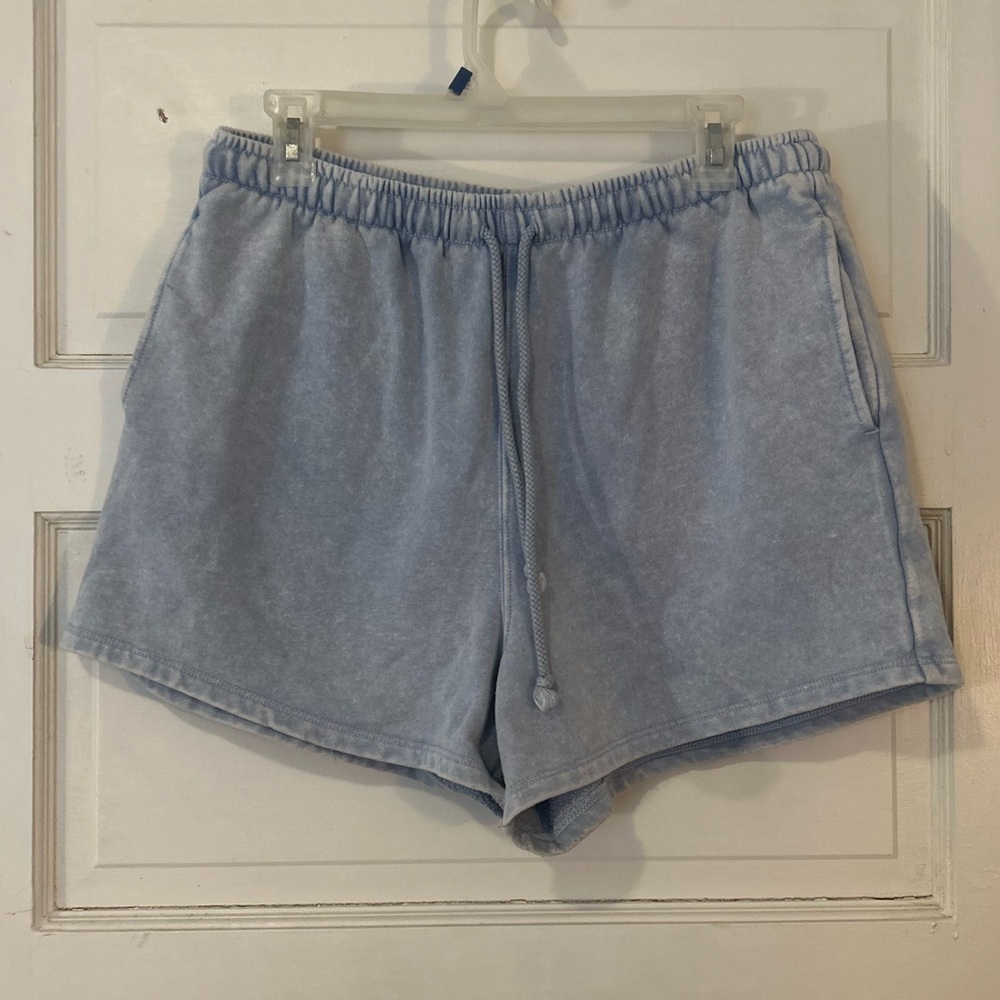 Y2K Light Blue Lounge Shorts – Relaxed Fit Drawstring Soft Casual